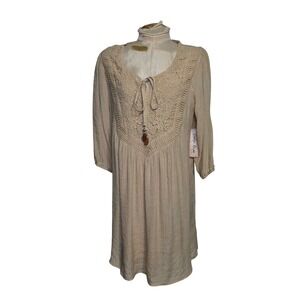 Indigo Rose tunic dress lace neckline tassel Size L NWT